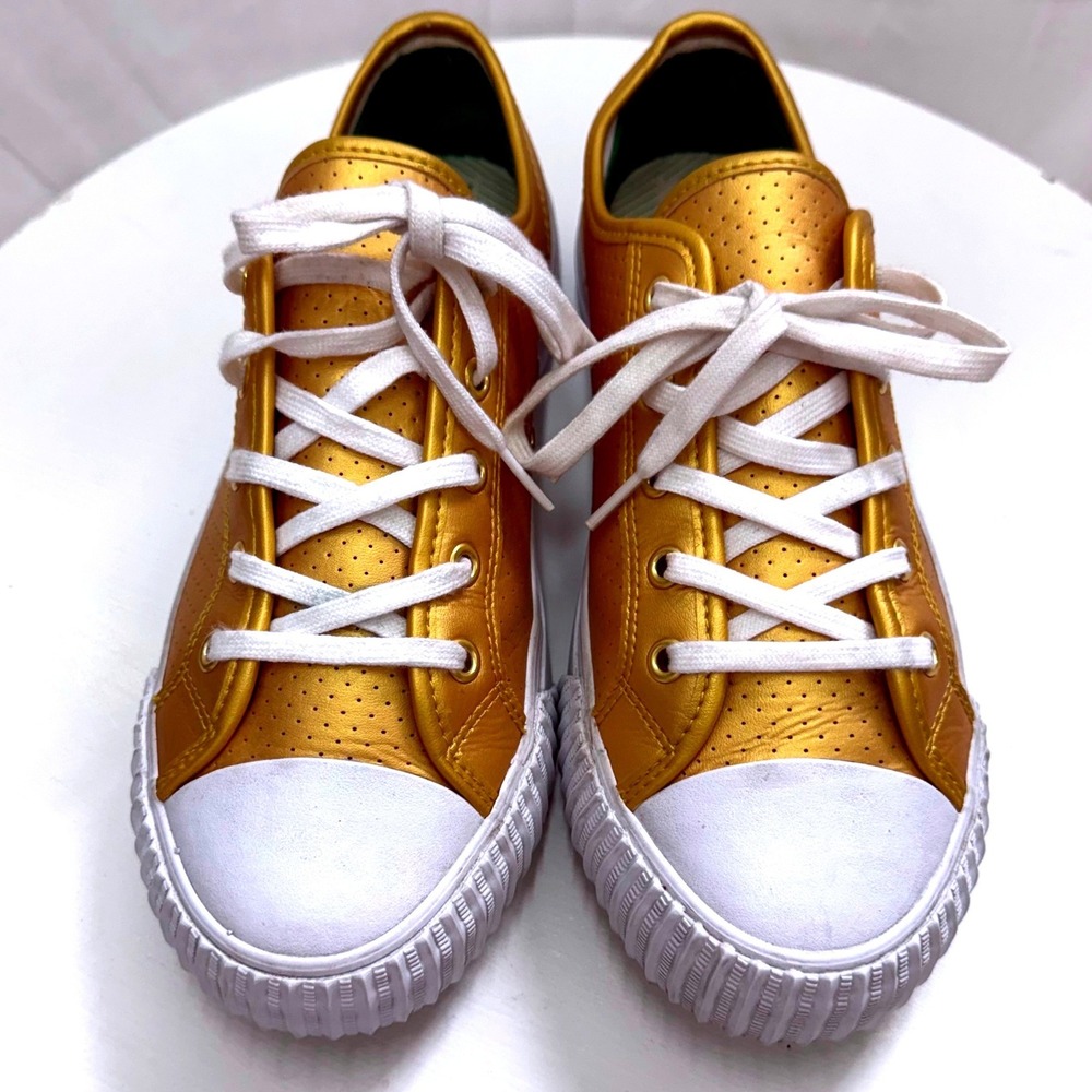 P.F. Flyers Gold Metallic Sneakers Womens 10 Retro Y2K Low Top Shoes Retro Chic